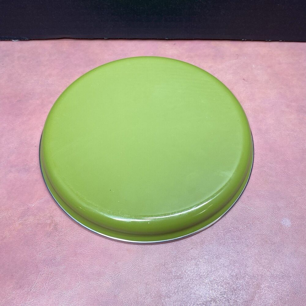 Vintage Mid Century Modern Enamel Saucepan Plate Fondue Pot Wood Handle Green - Picture 5 of 12